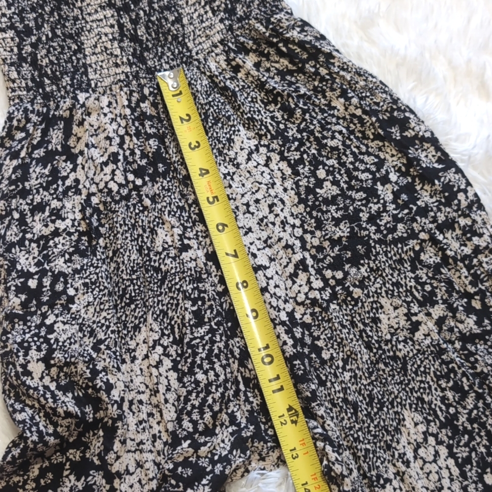 Evereve Roan+Ryan Black & Cream Floral Gianna Smocked Ankle Jumpsuit Size XS - Picture 14 of 15
